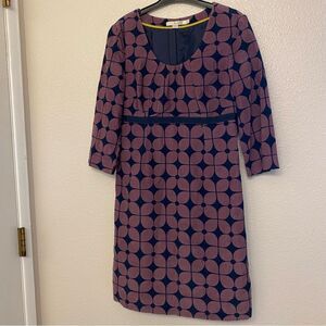 Boden Geometric fine wale cord dress with empire waist